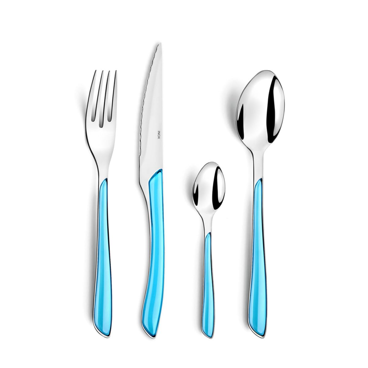 AMEFA - Ménagère 32 couverts de table pour 8 personnes - Eclat - Acier inoxydable 18/0, Finition Brillante - Bleu Turquoise