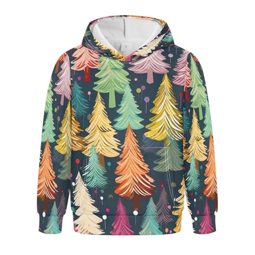 Kids Hoodies Sweaters Christmas Xmas Trees Hooded Sweatshirts with Big Pockets for Boys Girls B0400296