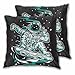 18x18 Pouces Ensemble de 2,Housses de Coussin d'astronaute，Hoverboard，Skateboard，Surf dans l'espace，taies d'oreiller en Polyester，Housses de Coussin pour canapé，canapé