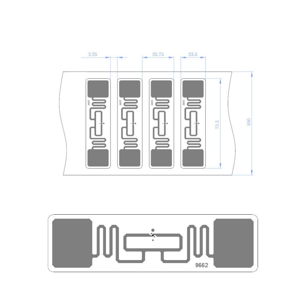 FONGWAH 200 etiquetas UHF compatibles con chips H3 de 73 x 23 mm 860-960 MHz lectura de larga distancia para gestión de inventario