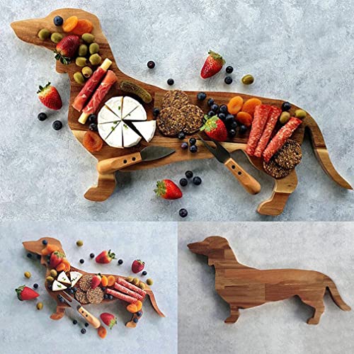 Hölzerner Dackel Teller, Wooden Dachshund Dog Dinner Plate, Lustiger Speiseteller, Holzbrett Servierbrett, Schneidebrett, Dackel Hund Schneidebrett Personalisiert, Süßer Weihnachtsteller
