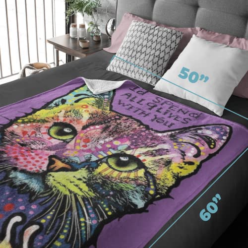 Dawhud Direct Colorful Cat Fleece Blanket For Bed, 50" X 60" Dean Russo 9 Cat Fleece Throw Blanket For Women, Men And Kids - Super Soft Plush Cat Blanket Throw Plush Blanket For Cat Lovers #TOP5