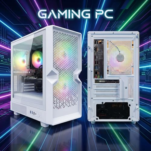 Image of STGAubron Gaming PC Desktop Computer, Intel Core i5 up to 3.6G, Radeon RX 590 8G, 16GB RAM, 1TB SSD, WiFi 6, BT 5.0, RGB Fan x3, Windows 11 Home