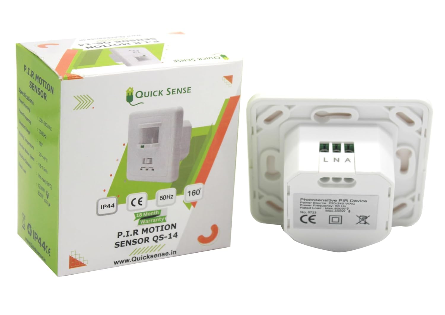Quick Sense PIR Wall Mounted Hidden Infrared Motion Sensor Switch with on/off Button, Standard Size 1