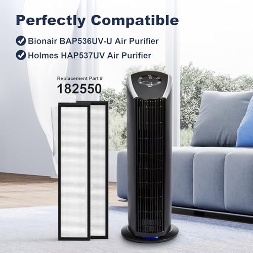 Image of 1 Set 182550 Replacement Filter Compatible with Bionair BAP536UV-U Air Purifier and Holmes HAP537UV / 2141139 Air Purifier, 1 HEPA and 4 Carbon Pre-Filter
