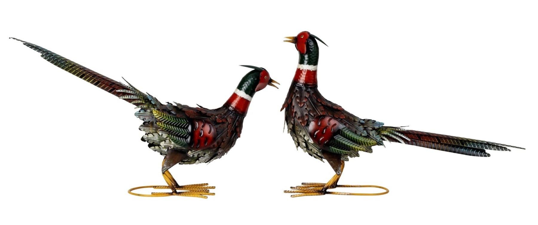 Geschenkestadl 2er Set Fasane Tierfiguren 28/37cm Metall stehend Dekofigur Kunstfiguren Dekoration Deko Haus Garten