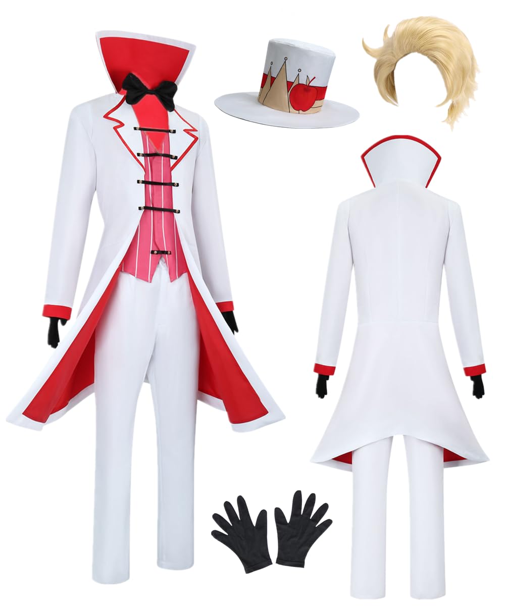 Disfraz de anime blanco para hombre, chaqueta larga, chaleco y pantalón, disfraz de Halloween