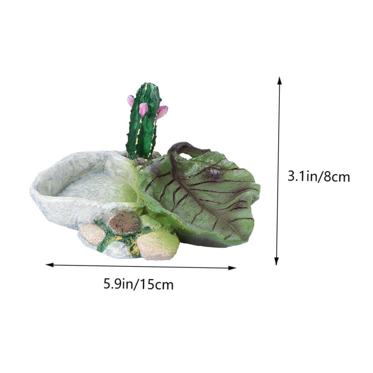 CORHAD 1Pcs Cactus Design Reptile Bowl Durable Pet Food Dish for Tortoise Water Turtle Lizard Snake Easy to Clean and Crawler Food Container for Fresh Dry Snacks