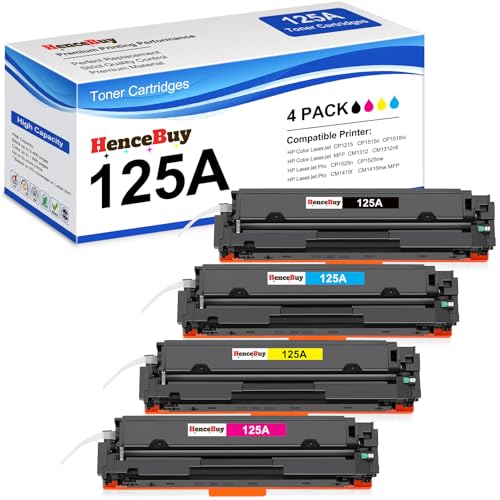 Image of Compatible Toner for HP 125a Toner Cartridges 4 Pack | for HP Color LaserJet CM1312nfi CM1312 MFP CP1215 CP1515 CP1518ni Printer (Includes CB540A CB541A CB542A CB543A)