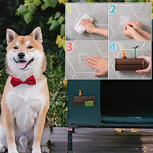 Image of Wall Mounted Dog Poop Bags Dispenser with 4 Rolls Leak-Proof Unscented Pet Poo Waste Bags for Garden Yard Doggie Potty Bags Holder Doggy Trash Bags Storage Box for Kitchen Bathroom(Brown)