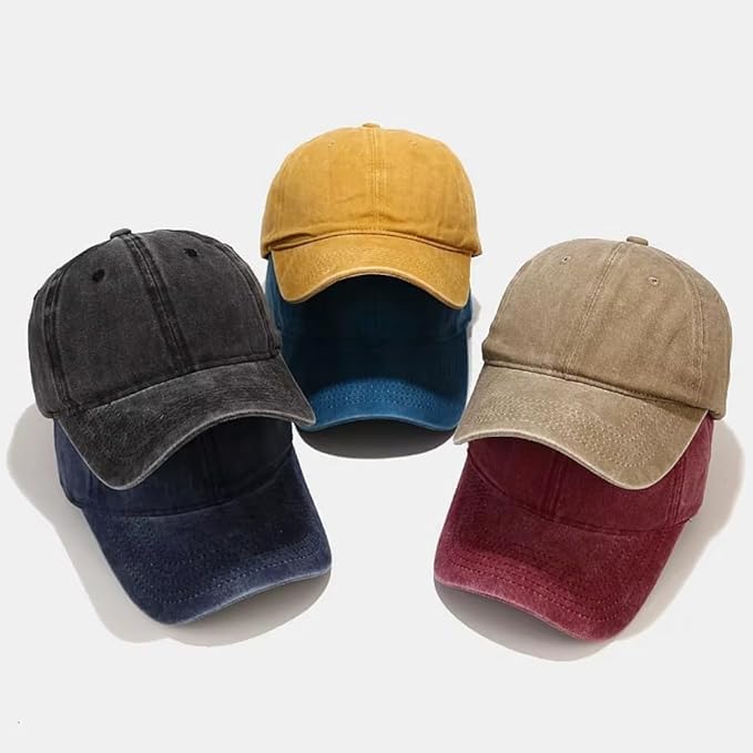 Image of kill off Plain Denim Cap Unisex Baseball Cap 100% Cotton Fits Men Women Washed Denim Adjustable Cap