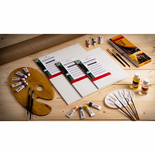 Image of Scholar Art Hobby Series 04 Oz (230 GSM) 100% Cotton Canvas Panel Board for Painting (White Blank Canvas Boards for Acrylic Paint, Oil Paint, Wet & Dry Media) | 24 inchx24 inch (60x60 cm), Pack of 4