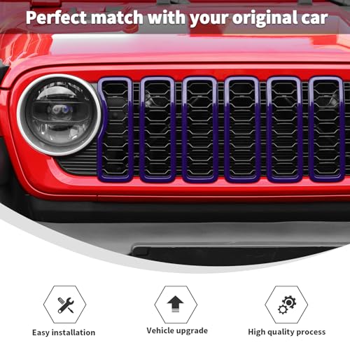 Image of Linskip for 2024-2025 Jeep Wrangler JL 4XE & Gladiator JT Grille Inserts, Meshless Grille Bezel Covers for Jeep Wrangler Sport Rubicon Sahara Willys Mojave Rubicon,Exterior Accessories(Purple)
