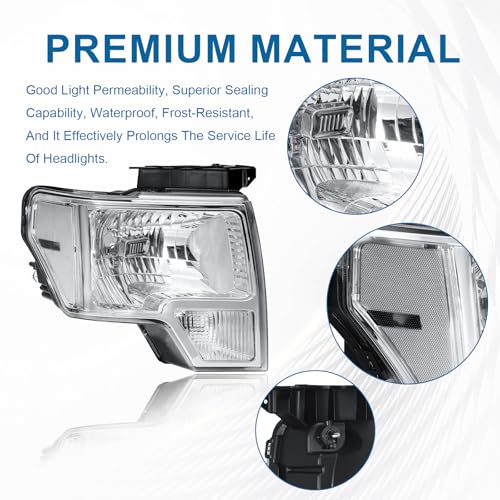 Fullux Headlights for 2009-2014 Ford F150 Pickup F-150 2010 2011 2012 2013 Clear Reflector Chrome Housing by Fullux - Image 2
