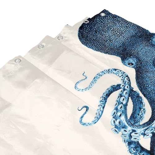 Rideau de douche imperméable anti-moisissure à motif pieuvre marin