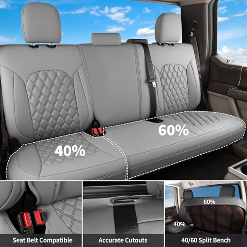 Image of Huidasource Seat Covers Fit for 4th Gen Toyota Tacoma SR, SR5, Limited, TRD Sport /Off-Road,Trailhunter Double /Crew Cab, 360 Full-wrap Automotive Car Leather Seat Cushion Cover (Full Set /Gray)