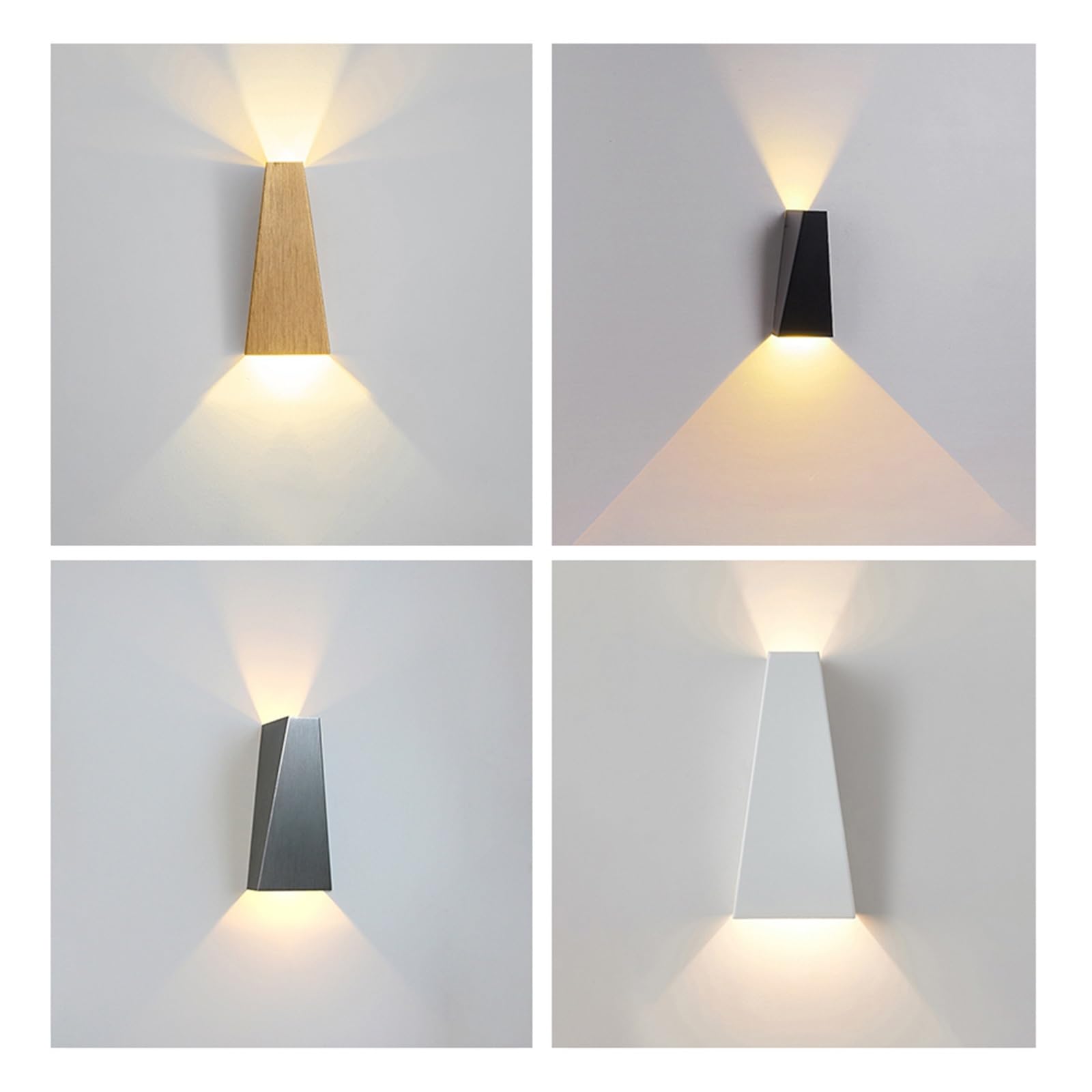 Kinkiet wewnętrzny LED Sypialnia Salon Dekoracja ścienna Światło w górę iw dół Aluminiowy kinkiet Nowoczesne kinkiety Jasne śWiatłA(Warm White,BLACK_12W)