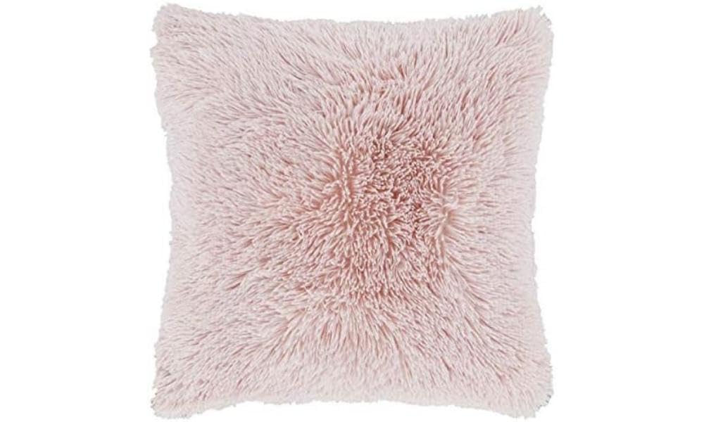 Catherine Lansfield Cuddly Deep Pile Faux Fur 45x45cm Cushion Cover Blush Pink
