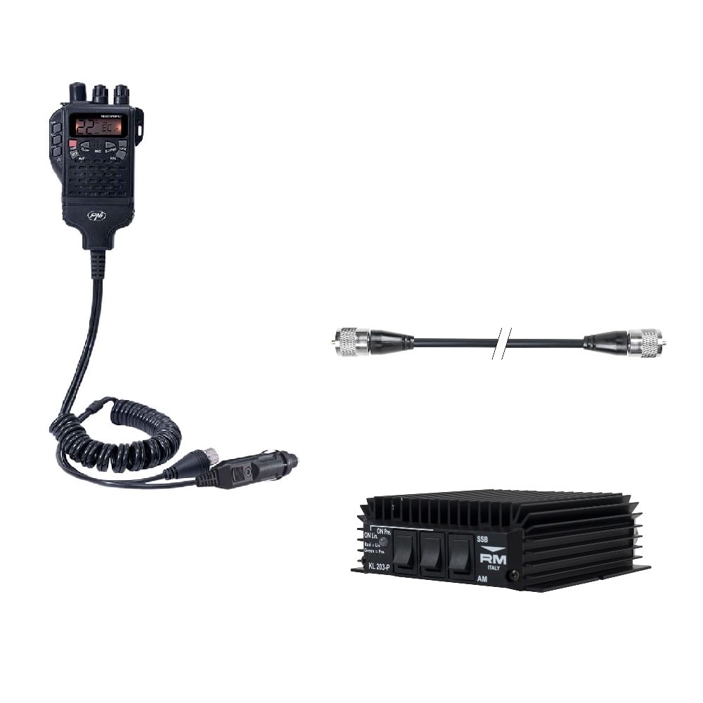 Paquete de estación de Radio portátil CB PNI Escort HP 62 Multi-Standard + Amplificador RX-TX KL203P Am-FM-SSB, 100 W, 12 V y Cable PNI R50