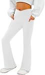 COPYLEAF Women's Flare Yoga Pants with Pockets V Crossover High Waisted Bootcut Yoga Leggings-Flare Workout Gym Leggings
