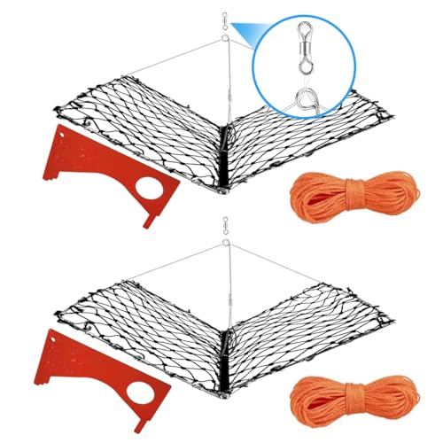 Feleolibe Foldable Crab Trap Castable Crabjaw with Crab Gauge and Bait Clip for Saltwater or Freshwater