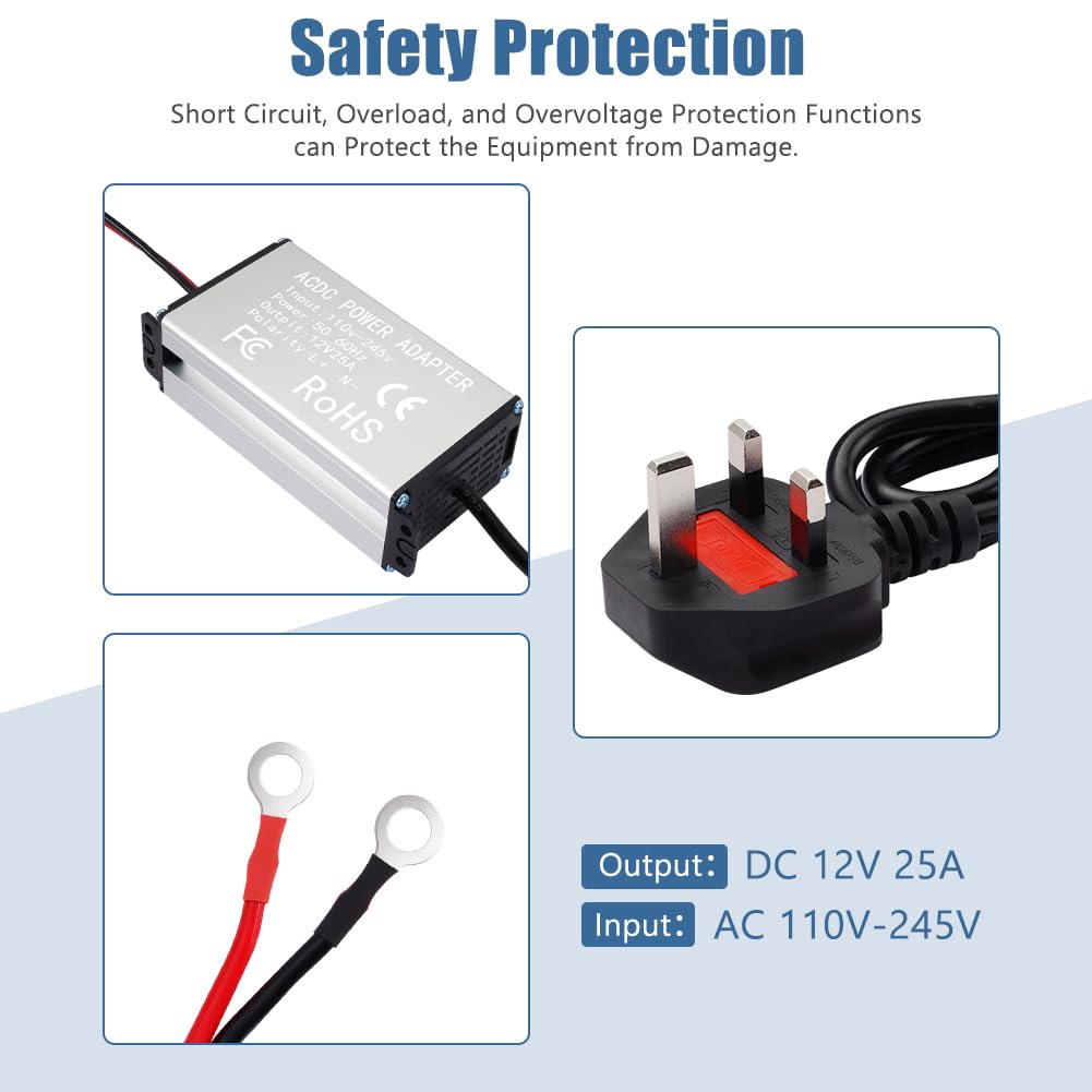 240V to 12V Power Converter Adapter, Diesel Heater 12V Power Supply Adapter, AC-to-DC Transformer for 5KW/8KW Diesel Parking Heater Transformer Power Converter for Indoor Use in RVs, Caravans — view 3