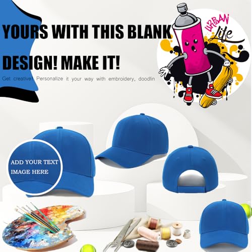 Image of ZH Plain Adjustable Baseball Cap - Lot of 12 Unisex Blank Design Caps