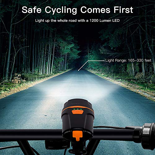 Wastou Bike Lights Super Bright Bike Front Light 1200 Lumen IPX6 Waterproof 6 Modes Cycling Light Flashlight Torch USB Rechargeable Tail Light(USB Cables Included) - Image 3