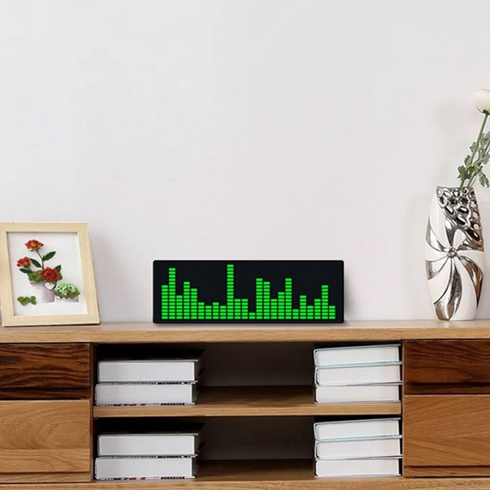 LED Musik-Spektrum Uhr – RGB Audio Analyzer 20 Segment, USB/12V, Sprach- & Kabelsteuerung