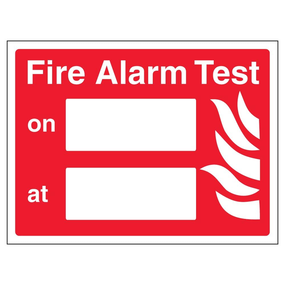 V Safety 13045AR-S Fire Alarm Test Sign - Landscape - 200mm x 150mm - Self Adhesive Vinyl, Red