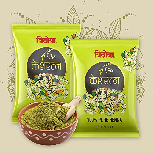 Image of Vithoba Keshratna 100% Pure Natural Henna Mehendi Hair Color /Dye Powder | Herbal Hair Colour for Men & Women | Full Coverage Of Gray Hair | 100% Organic & Chemical Free - Pack of 1