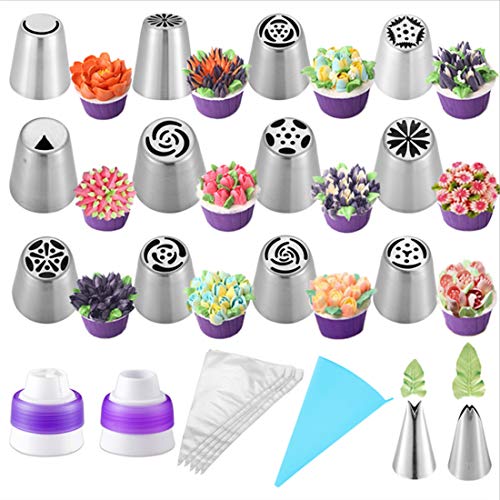27-Pcs Russian Piping Tips Cake Decorating Supplies DIY Baking Su...