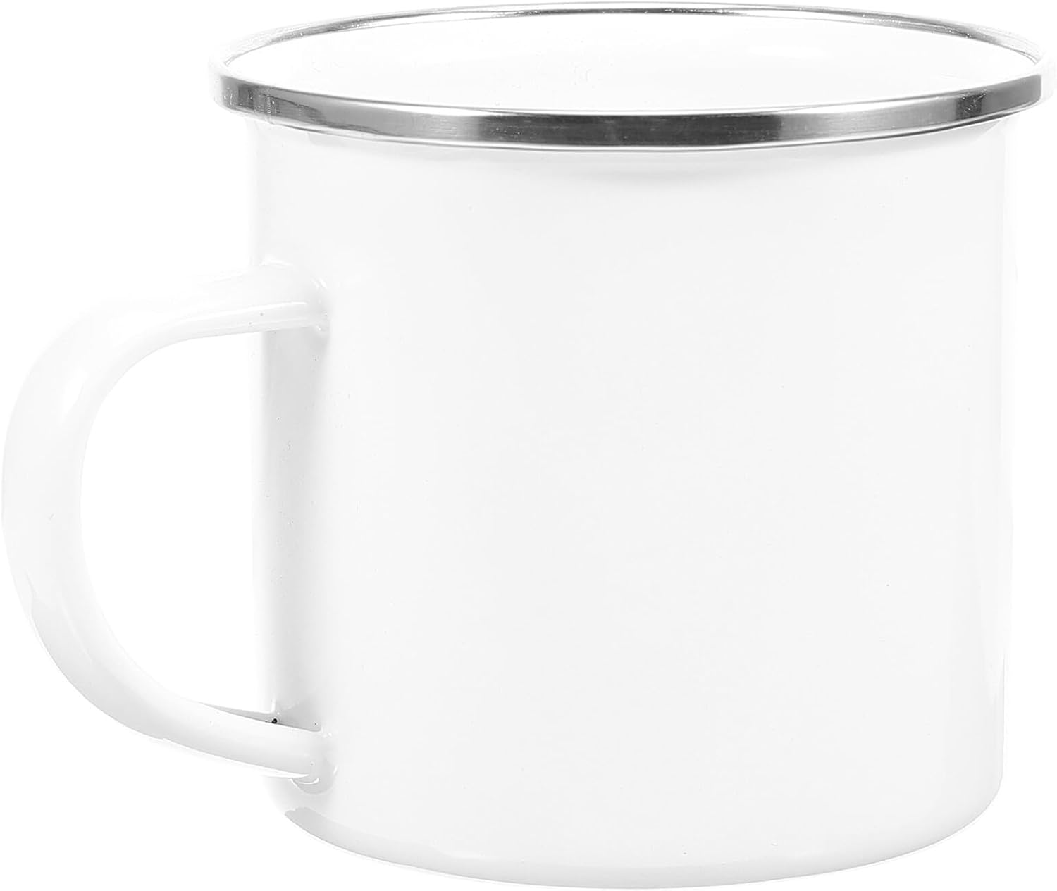 Enamel Camping Mug 350ml White with Metallic Rim, Multi-function Portable Campfire Coffee and Water Cup for Outdoor Hiking and Travel