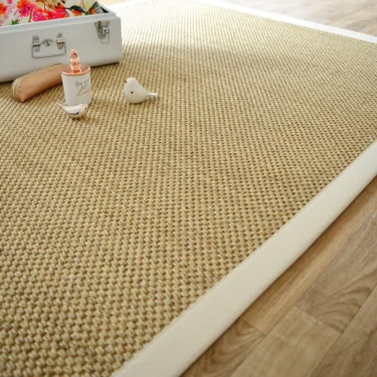 Decoweb Tapis sisal - Kidara Naturel - Ganse écru - 120 x 170 cm
