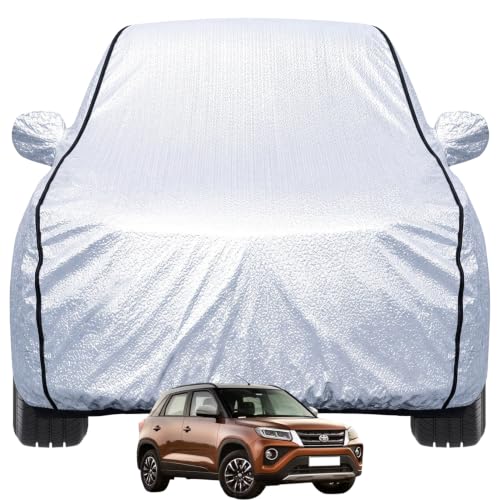 Image of Pivalo Car Cover for Urban Cruiser Hyryder All Model & Year (2022-2026) 100% Waterproof with Mirror Pockets, Triple Stitched Bottom Elastic Dustproof Full Body Protection (Heat & UV Resistant, Silver)
