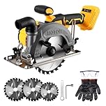 5'' Cordless Circular Saw for Dewalt 18V Battery,6600RPM Brushless Motor with 3 Blades,Adjustable Cutting Angle, Max Cutting Depth 1.28""(45°),1.6""(90°) for Cutting Wood,Plastic,Metal (No Battery)