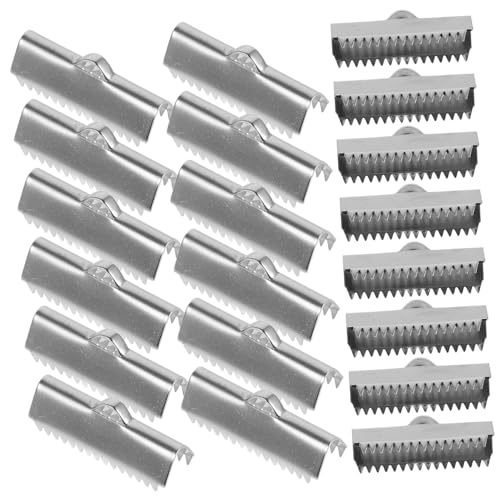 Hohopeti 20pcs Jewelry Findings Leather Cord Clamps Metal Ribbon Clamps for Jewelry Making Professional Fasteners