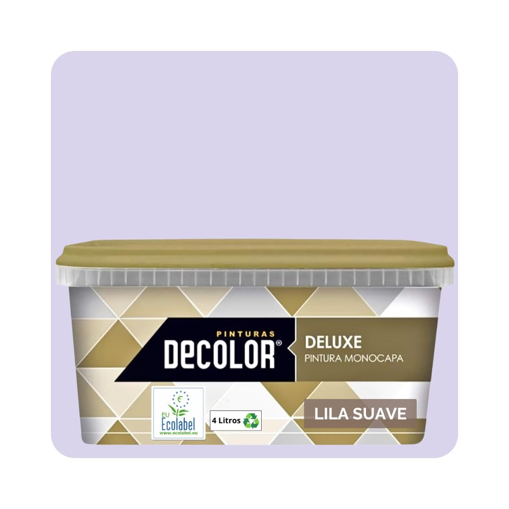DELUXE Pintura de Interior Monocapa Mate. 4 Litros. Ecológica con Certificado Ecolabel. LILA SUAVE