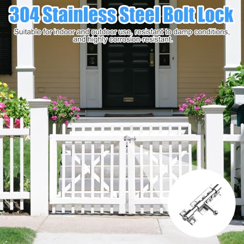 Xyvor Pestillo de Puerta de Acero Inoxidable 304,107×35mm Pestillos para Puertas con 10 Tornillos,Pasador Puerta con Agujero para Candado,Cerrojo Puerta Interior para Armarios,Jardín,Garaje(Plateado) - imagen 6