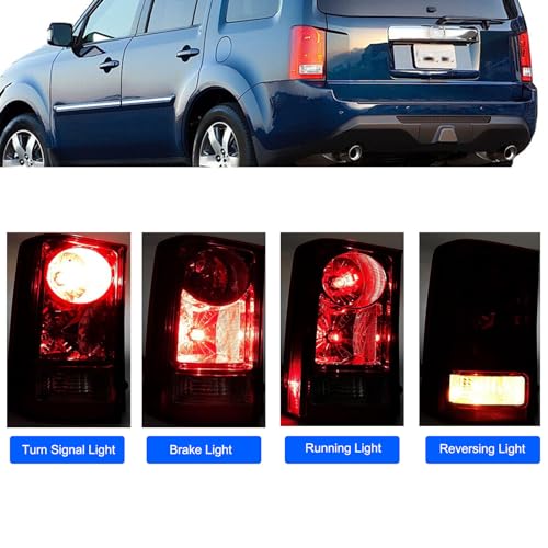 Image of MOCW Rear Left Driver Side Tail Light Assembly Compatible with 2009-2015 Honda Pilot Taillight Bulb and Wiring Harness Included, Replace OE 33550-SZA-A01 HO2800174 33550SZAA01