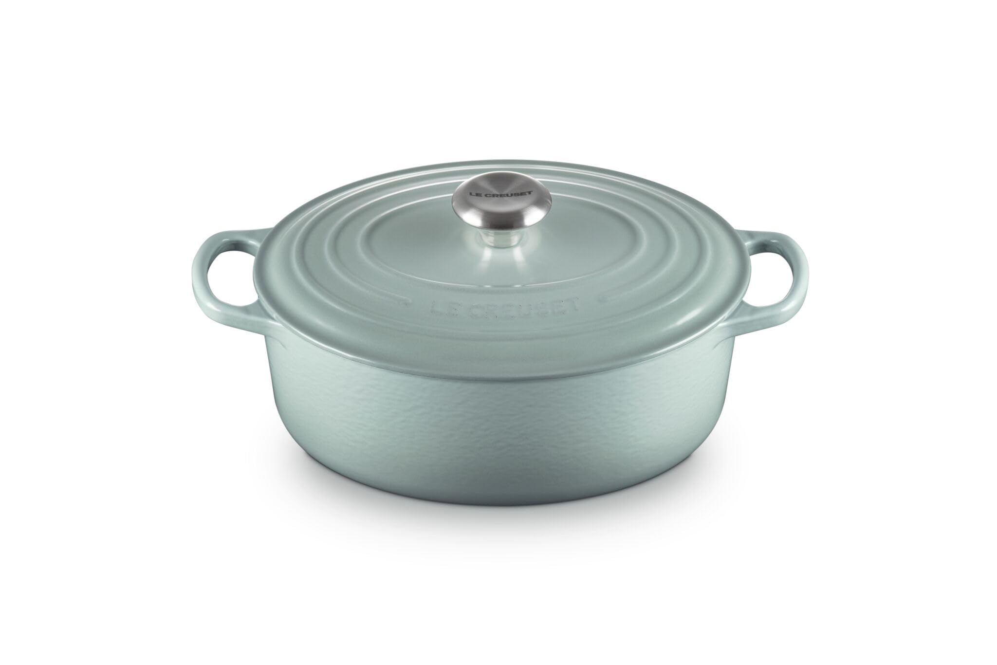 Le Creuset Signature Emaliowane żeliwne owalne naczynie do zapiekania z pokrywką, 27 cm, 4,1 l, sól morska