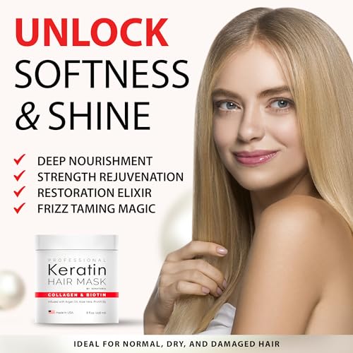 Sunatoria SCBHM_02 Professional Keratin Hair Mask - Made In Usa - Nourishment Treatment For Hair Repair & Beauty - Biotin Collagen Coconut Oil & Pro-Vitamin B5 Protein Mask thumb #1