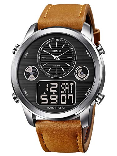 Gosasa Relojes deportivos militares para hombre, reloj de negocios, marca de moda, cronógrafo, cuenta atrás, fecha, reloj digital LED de lujo, resistente al agua, Marrón+Plateado+Negro, Negocios Gosasa Relojes deportivos militares para hombre, reloj de negocios, marca de moda, cronógrafo, cuenta atrás, fecha, reloj digital LED de lujo, resistente al agua, Marrón+Plateado+Negro, Negocios