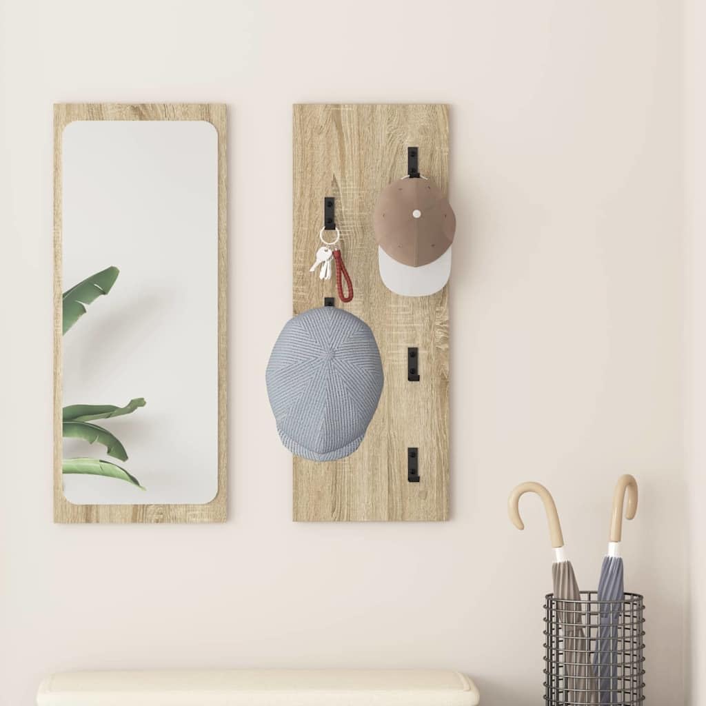 Montowany na ścianie stolik nocny, uchwyt ścienny, dąb Sonoma, materiał drewnopochodny, 30 x 1,5 x 80 cm, z haczykiem, regał ścienny, regał wiszący, regał ścienny, do salonu, łazienki
