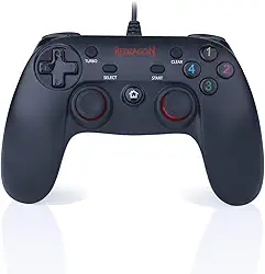 Controle com Fio para Computador e 16 Botões de Comando de Entrada de Dados Saturn G807, Redragon, Joysticks e Controles para Computador, Preto