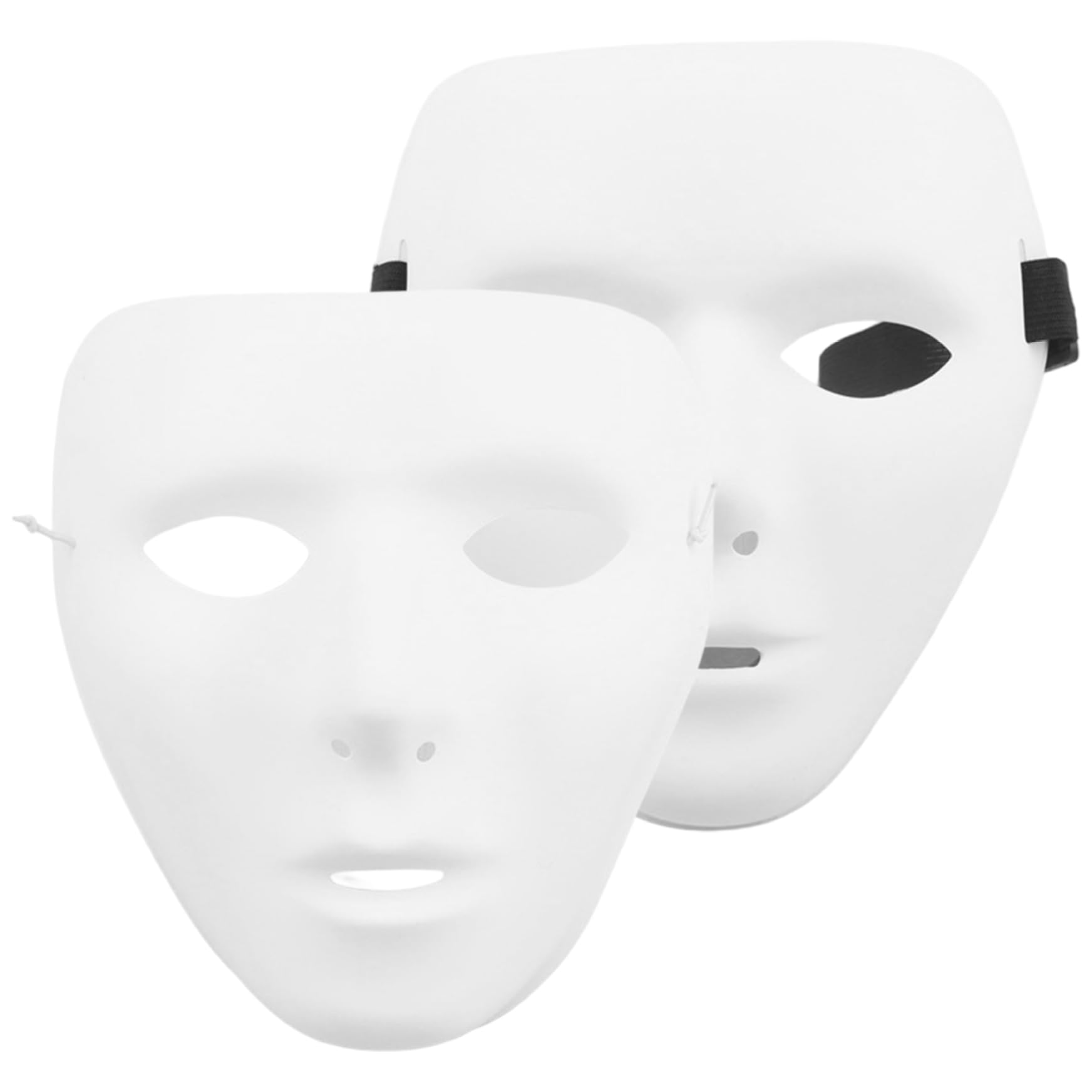 Ssguopte Halloween White Mask 2PCS Paintable Full Face Blank Mask with Straps for Masquerade Costume Party, Man + Woman