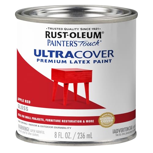 Rust-Oleum 1966730 Painter's Touch Latex Paint, Half Pint, Gloss Apple Red, 8 Fl Oz, (Pack of 1) - image 1