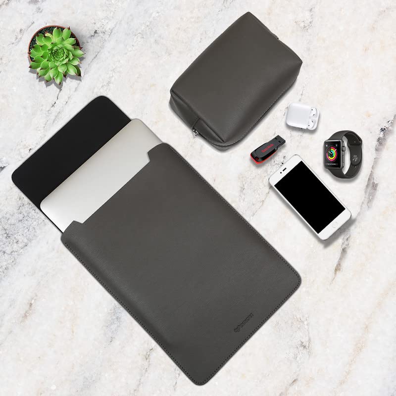 Image of Enthopia MacBook Sleeve and Pouch Compatible with 2022-2018 MacBook Air 13 A2337 M1 A2179 A1932 / MacBook Pro 13 A2338 M1 A2251 A2289 A2159 A1989 / 14 inch A2442 - Grey