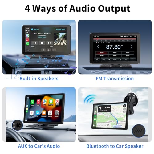 Image of CarPlay Screen for Car, 9'' Wireless CarPlay & Android Auto - Smart Portable Touchscreen with Bluetooth /FM, Mirror Link, Voice Control, GPS Navigation, Hands-Free Calling, Plug & Play Car Play Screen
