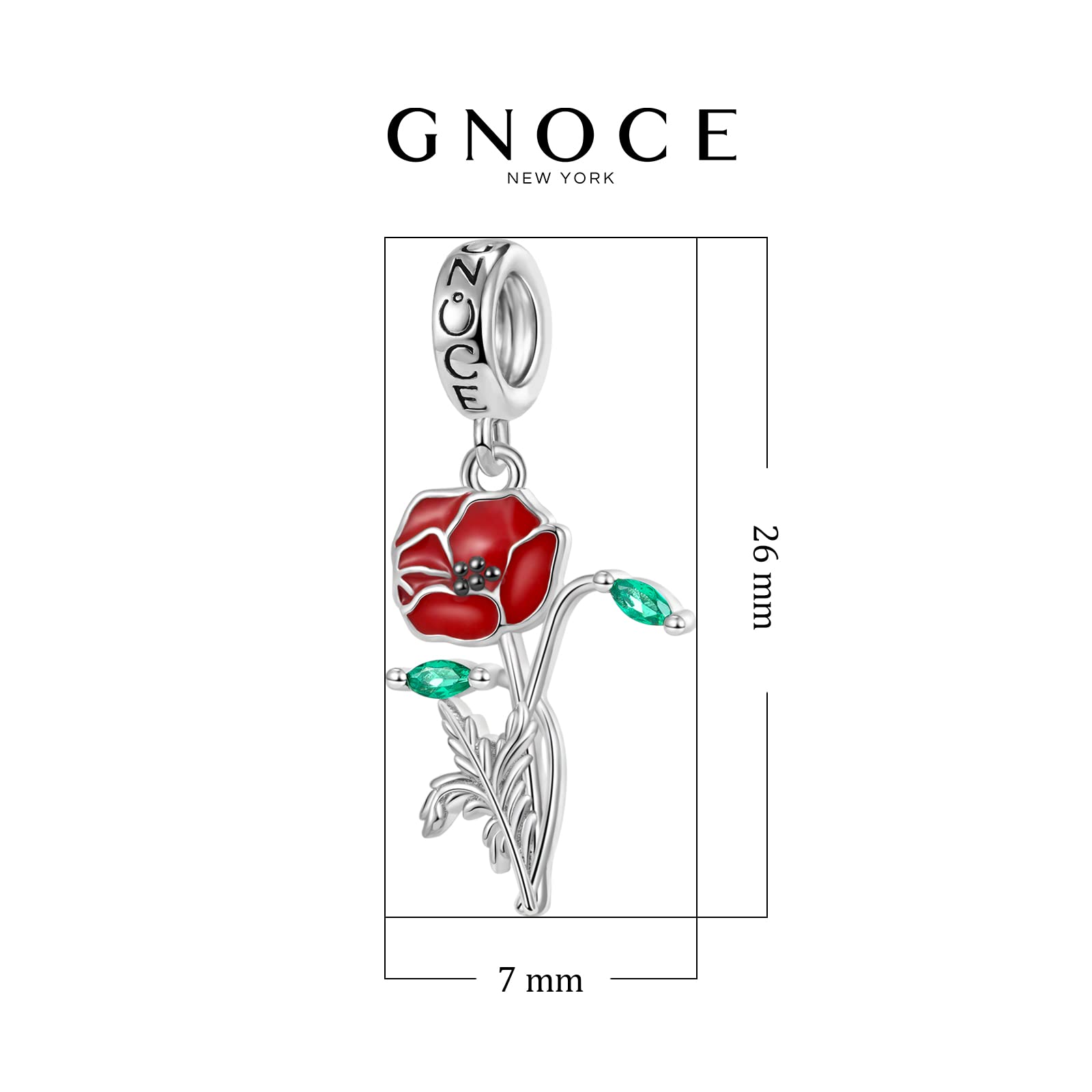 GNOCE Ciondolo Fiore in Argento Sterling 925 Braccialetti/Collane con Catena Serpente Papavero Gioielli Regalo per Donne Ragazze
